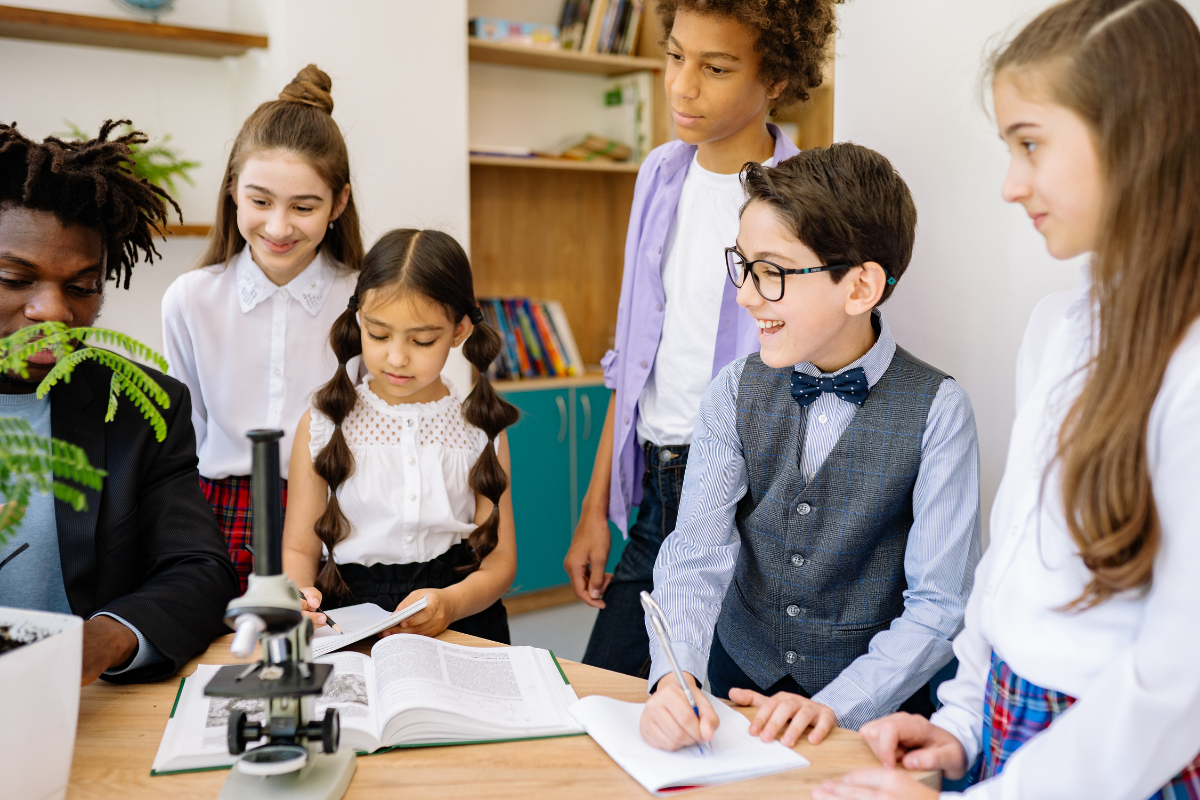 students in classroom working together