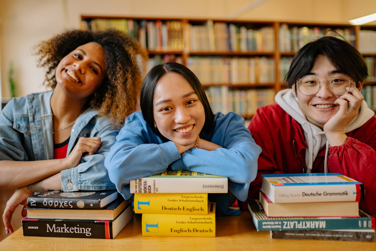 group of students in library